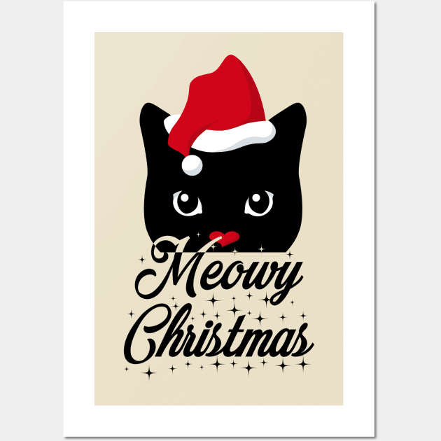 Meowy Christmas Wall Art by Cadus